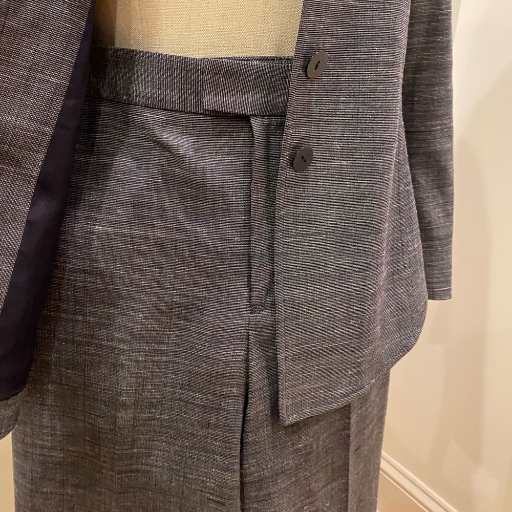 Ellen Tracy Womens 2 Pc Blue Wool Pant Suit w Tie Belt /  Size 2 - Picture 9 of 10